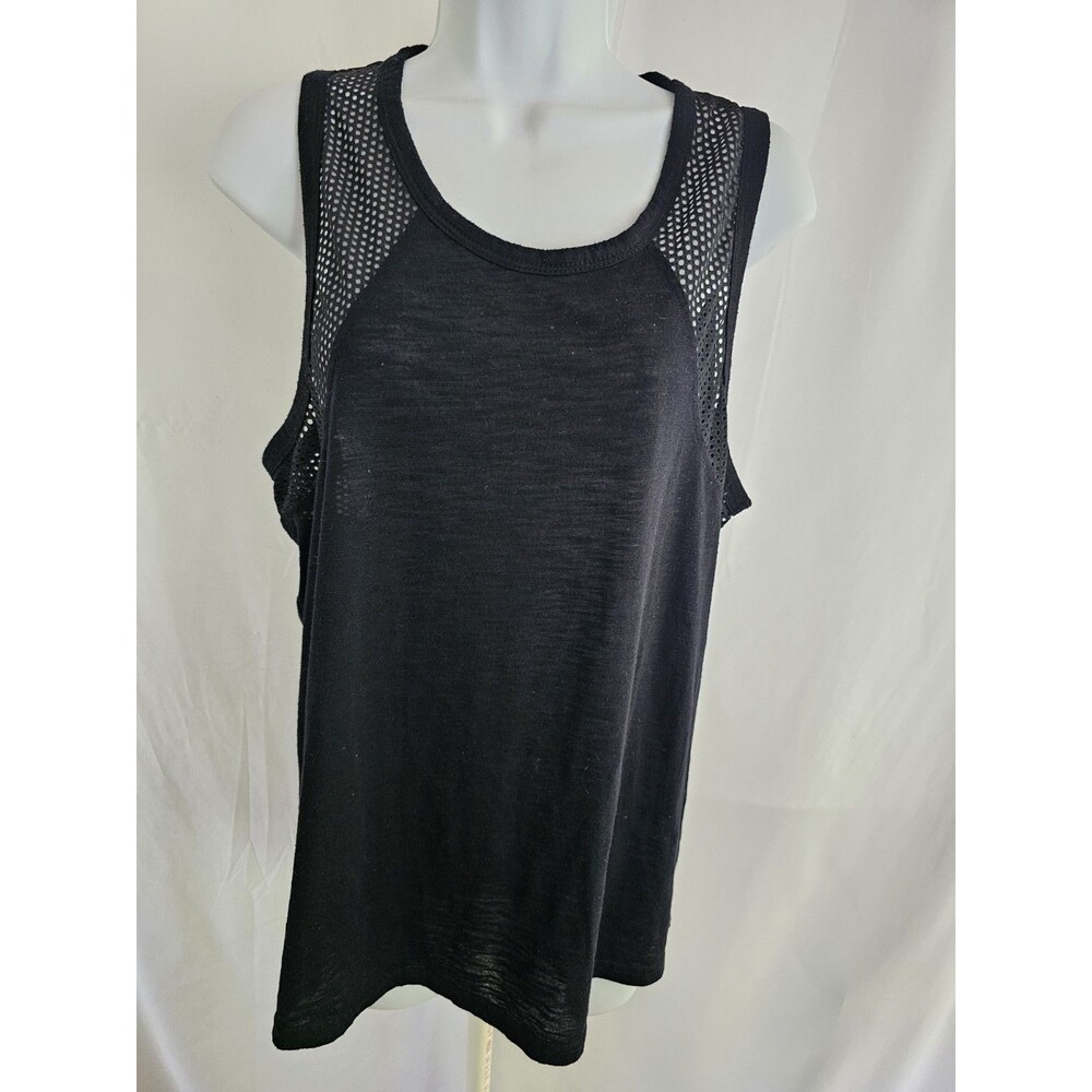 Balance Collection Womens Large Black Athletic Tank Top Sleeveless Workout Mesh